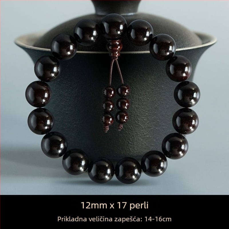 Narukvica od rosewooda s 108 perli, polirani završetak, moderni minimalistički stil, unisex, brend Hemu