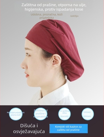 Baotou kapa za prehrambenu industriju – Prozirna pamuk-polyester, kupolasti vrh, prilagođeni logotip, za odrasle, sve sezone