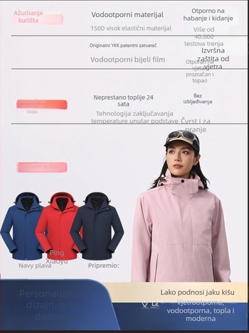 Jakna tri u jednom s odvojivom kapuljom i tiskom logotipa, poliester tkanina, stojeći ovratnik, zatvarač, labavi kroj