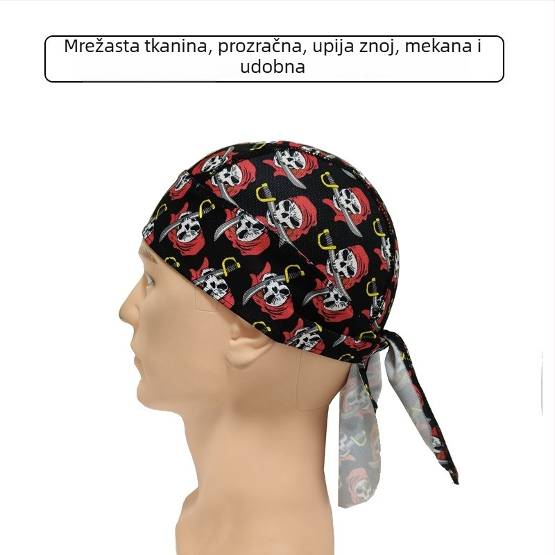 Ciklistička kapa s mrežastim brzo-sušćim materijalom, piratski stil, zaštita od sunca za ljeto, šal za glavu za vožnju biciklom