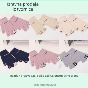 Unisex rukavice s prstima od jacquard umjetne krzna, dvostrani velur, uzorak slova, za toplinu
