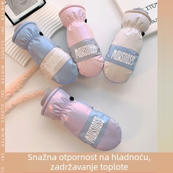 Ženske zimske rukavice za skijanje, jednofarbne, korejskog stila, otporne na vjetar i vodootporne, topla pamučna podstava, debele, za vanjske sportove