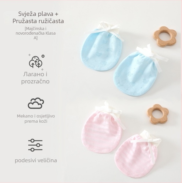 Unisex dječje rukavice protiv ogrebotina za novorođenčad, 95% pamuk 5% elastan, pogodné za proljeće-ljeto-jesen, lansiranje ljeto 2025