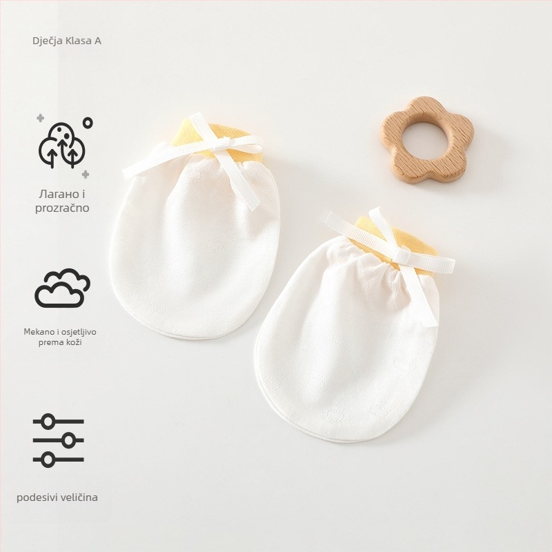 Unisex dječje rukavice protiv ogrebotina za novorođenčad, 95% pamuk 5% elastan, pogodné za proljeće-ljeto-jesen, lansiranje ljeto 2025