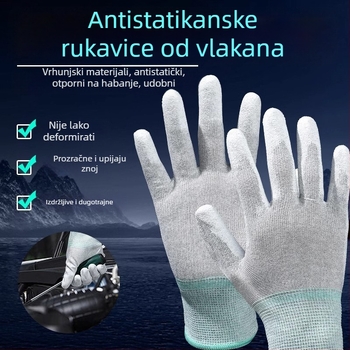 Rukavice od karbonskih vlakana s premazom na prstima i dlanu, kompatibilne s zaslonom osjetljivim na dodir, prozračne, otporne na habanje, protivklizne/antistaticke