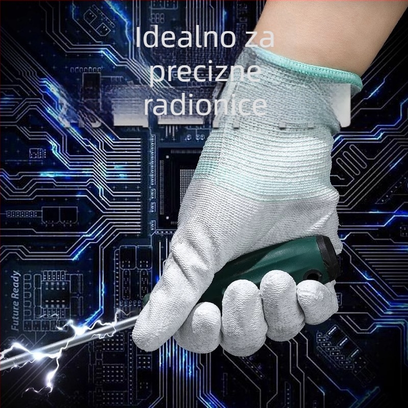 Rukavice od karbonskih vlakana s premazom na prstima i dlanu, kompatibilne s zaslonom osjetljivim na dodir, prozračne, otporne na habanje, protivklizne/antistaticke