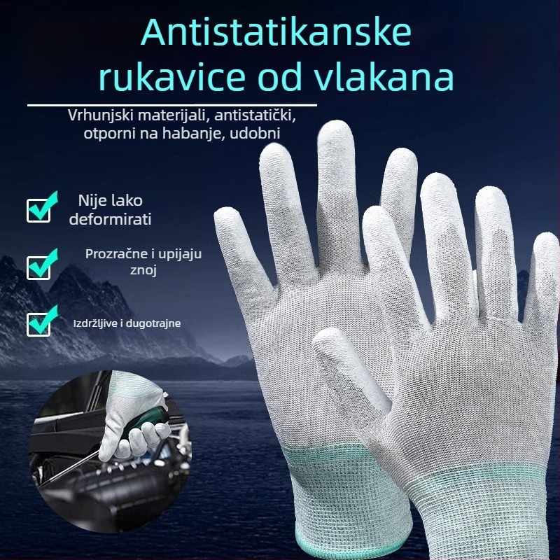 Rukavice od karbonskih vlakana s premazom na prstima i dlanu, kompatibilne s zaslonom osjetljivim na dodir, prozračne, otporne na habanje, protivklizne/antistaticke