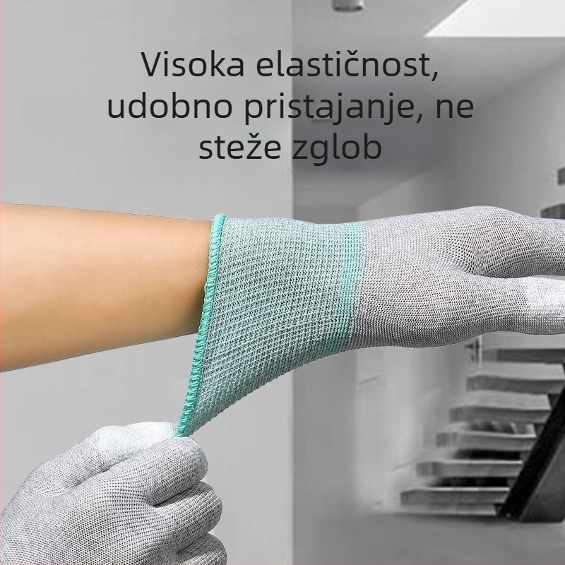Rukavice od karbonskih vlakana s premazom na prstima i dlanu, kompatibilne s zaslonom osjetljivim na dodir, prozračne, otporne na habanje, protivklizne/antistaticke