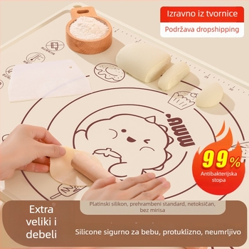 Silikonska podloga za mijesanje, debela, prehrambene kvalitete, neprijanjajuća, prilagodljiva