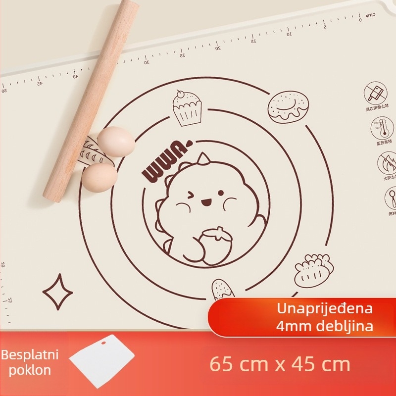 Silikonska podloga za mijesanje, debela, prehrambene kvalitete, neprijanjajuća, prilagodljiva