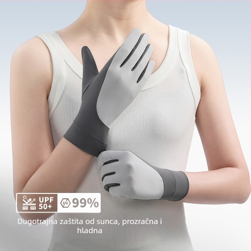 Ženske rukavice UV zaštite, Ice Silk, prozračne, brzo se suše, protivklizne, kompatibilne s dodirnim zaslonom