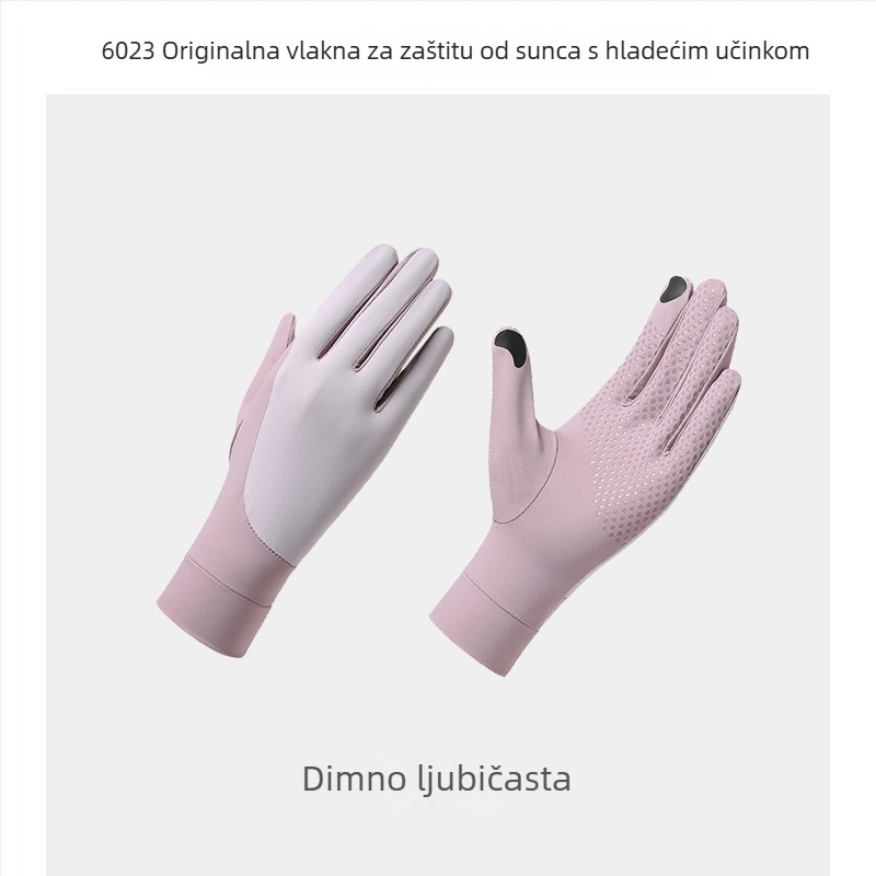 Ženske rukavice UV zaštite, Ice Silk, prozračne, brzo se suše, protivklizne, kompatibilne s dodirnim zaslonom