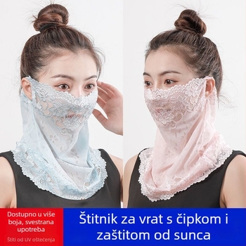 Ljetni šal za zaštitu od sunca s UV zaštitom, prozračan, ultra lagan, sjenčanje vrata, najlonska čipka