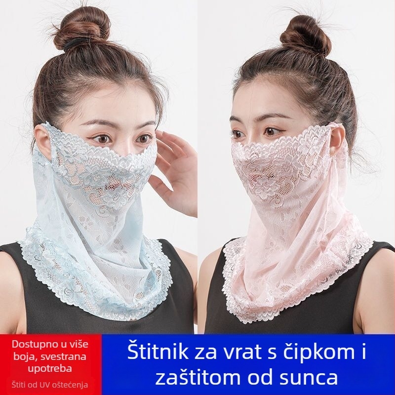 Ljetni šal za zaštitu od sunca s UV zaštitom, prozračan, ultra lagan, sjenčanje vrata, najlonska čipka