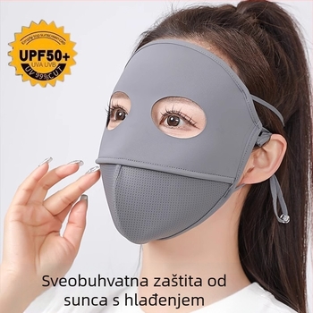Poluotvorena maska za lice s UV zaštitom za ljeto, Ice Silk tkanina, najlon + spandex, pogodna za vožnju (odrasli)