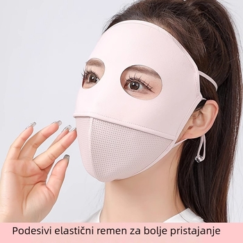 Poluotvorena maska za lice s UV zaštitom za ljeto, Ice Silk tkanina, najlon + spandex, pogodna za vožnju (odrasli)