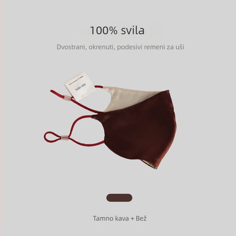 Dvostrano svilena maska - prozračna, otporna na vjetar, UV zaštita - 100% svila