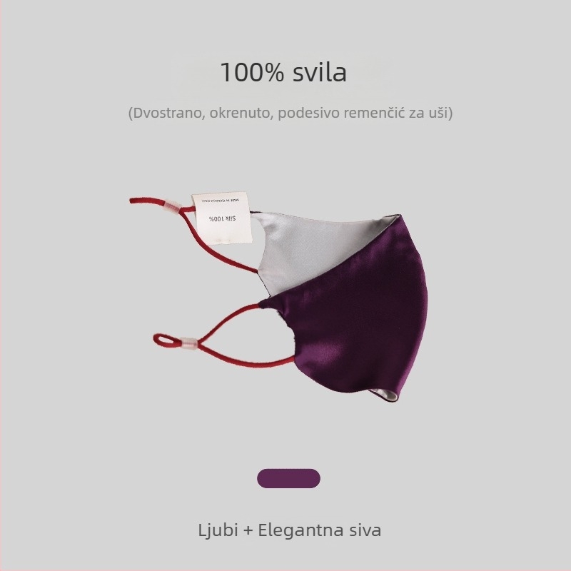 Dvostrano svilena maska - prozračna, otporna na vjetar, UV zaštita - 100% svila