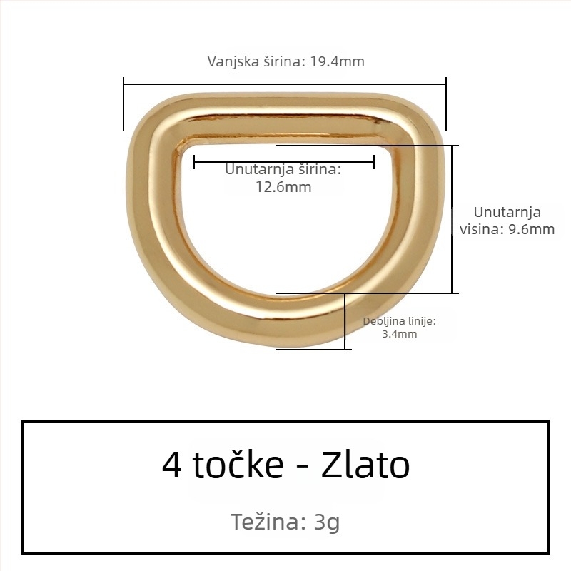D-oblik spoj s kovinskim hardverom za torbu – Zhuoyue; Materijal: metal; Uzorak: drugi; Funkcija: druga