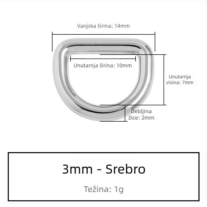 D-oblik spoj s kovinskim hardverom za torbu – Zhuoyue; Materijal: metal; Uzorak: drugi; Funkcija: druga