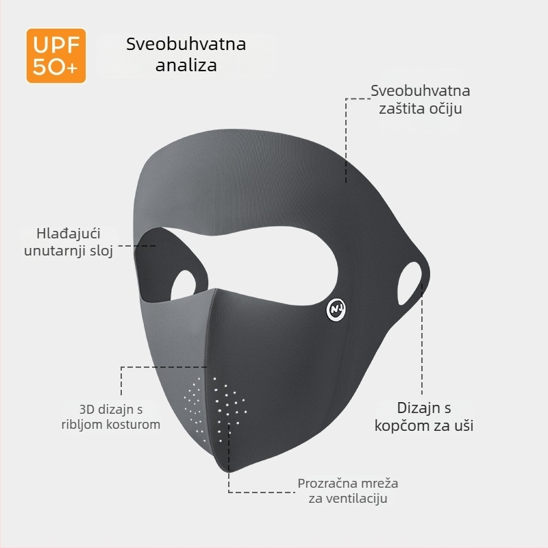 Maska za lice cijelog lica od Ice Silk sa UV zaštitom, prozračna i otporna na prašinu; najlon materijal (81–95% najlona)