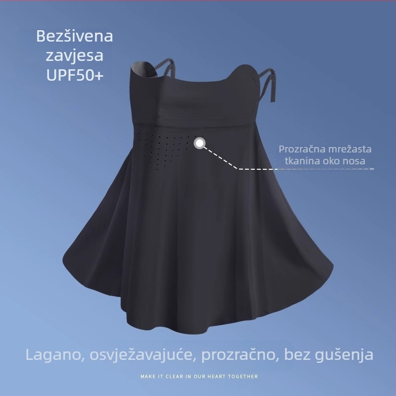 Maska za sunčevu zaštitu za žene – potpuno prekrivanje lica, UV zaštita, ice silk, otpornost na prašinu, za vožnju biciklom