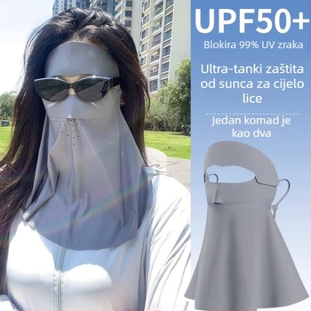 Ice Silk maska za lice s UV zaštitom, potpuno pokrivanje lica i vrata, s odvojivim Velcro remenom, prozračna