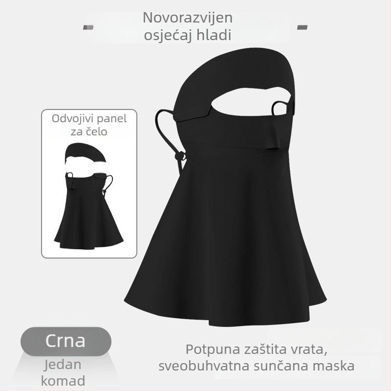 Ice Silk maska za lice s UV zaštitom, potpuno pokrivanje lica i vrata, s odvojivim Velcro remenom, prozračna