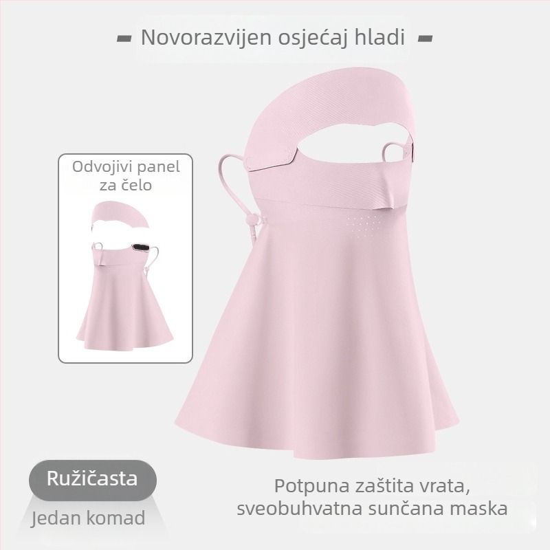 Ice Silk maska za lice s UV zaštitom, potpuno pokrivanje lica i vrata, s odvojivim Velcro remenom, prozračna
