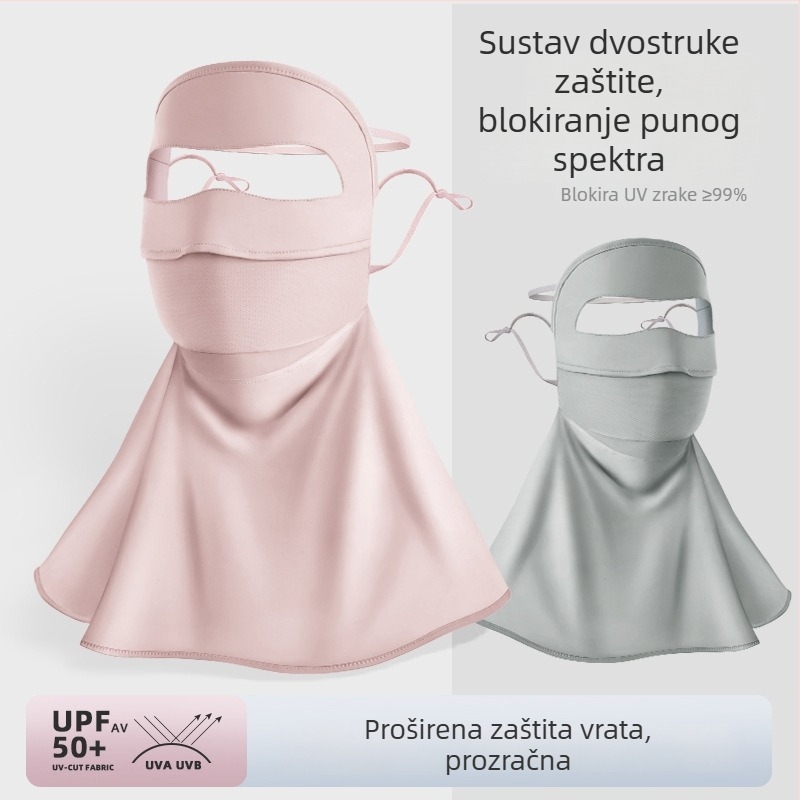Ženska ljetna maska s UV zaštitom, najlon ice silk hladen – za vožnju biciklom, zaštita lica, vrata i ramena