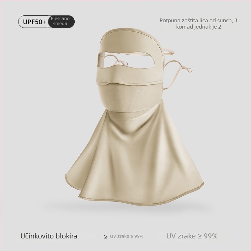 Ženska ljetna maska s UV zaštitom, najlon ice silk hladen – za vožnju biciklom, zaštita lica, vrata i ramena