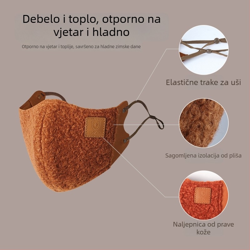 Zimska topla maska za biciklizam, vjetrootpornost i prozračna, UV zaštita UPF50+, dizajn s kukom za uho, poliester materijal