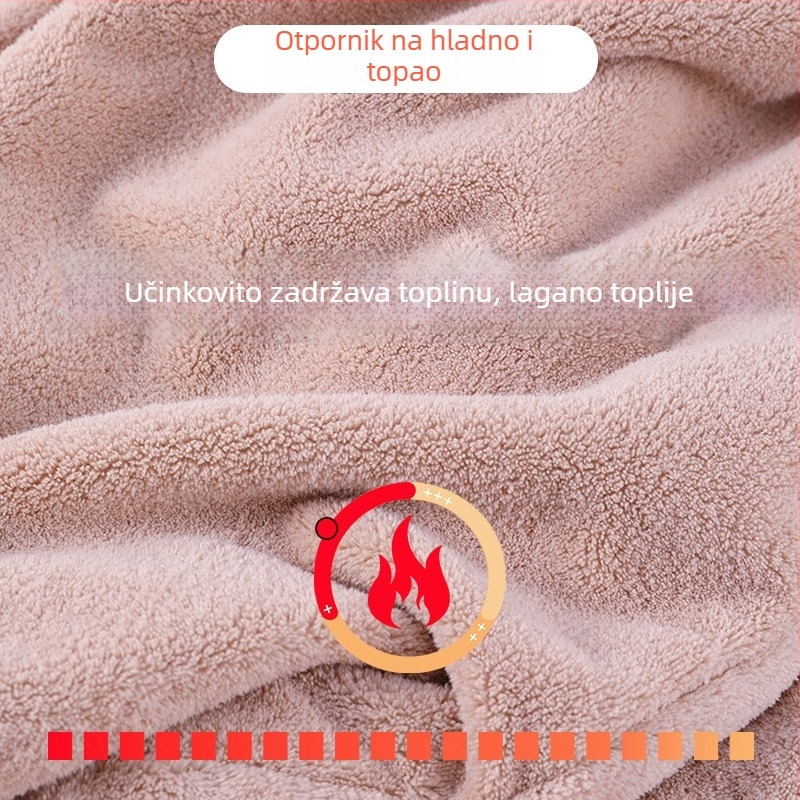 Dječji kupaći ogrtač s kapuljom od koralnog fleec-a, debeo i upijajući, izvezen, unisex
