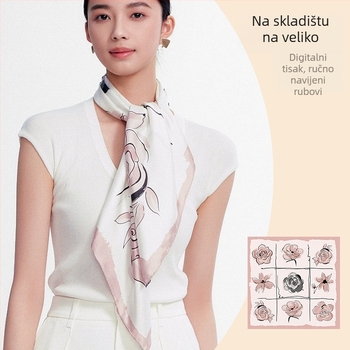Huataisilkstore — 100% svila, originalni dizajn, otisak, četvrtasti svileni šal, jesen 2025
