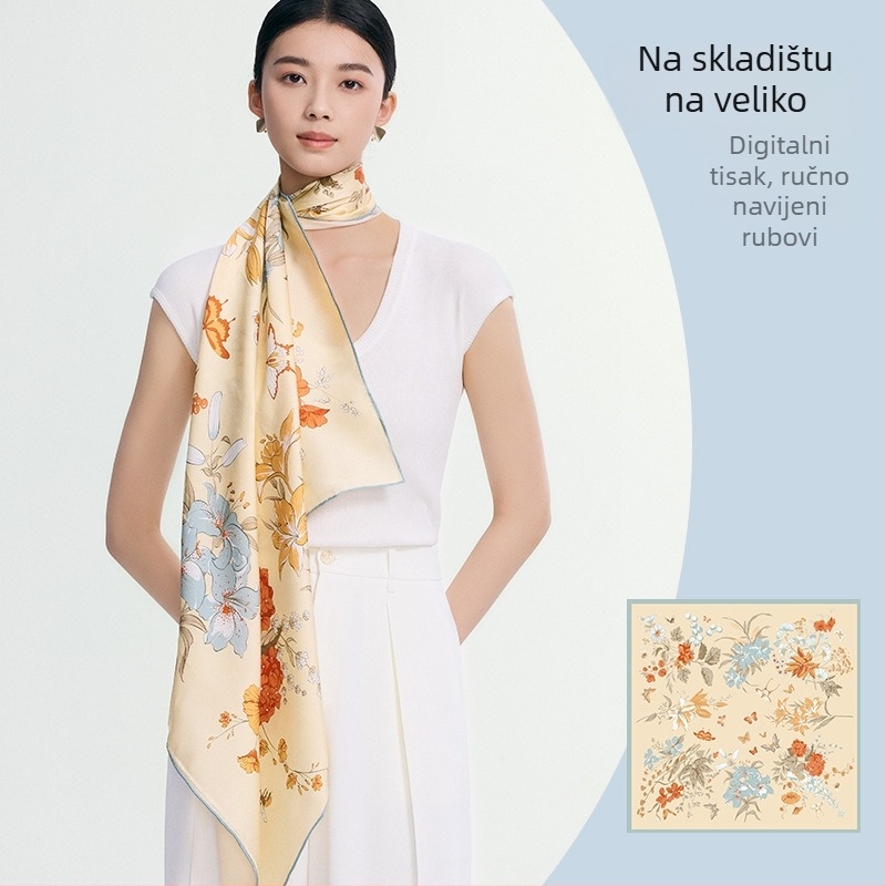 Huataisilkstore — 100% svila, originalni dizajn, otisak, četvrtasti svileni šal, jesen 2025