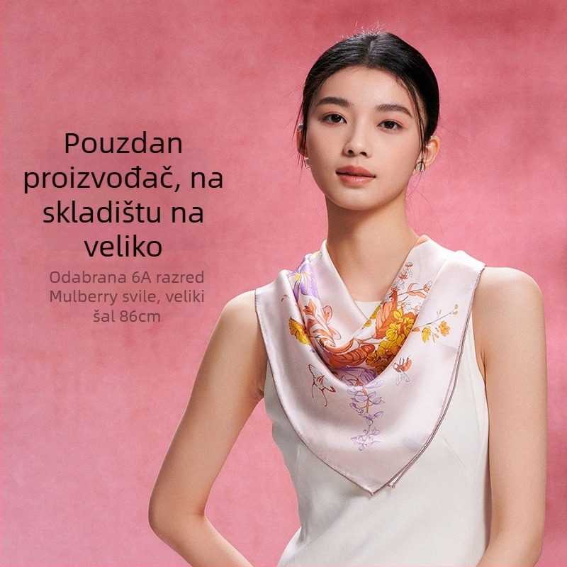 Huataisilkstore — 100% svila, originalni dizajn, otisak, četvrtasti svileni šal, jesen 2025