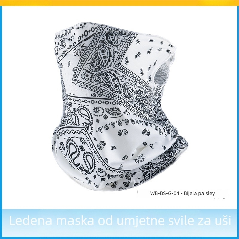 Maska za vožnju biciklom s ušnim petljama, perforirana, prozračna poliester tkanina