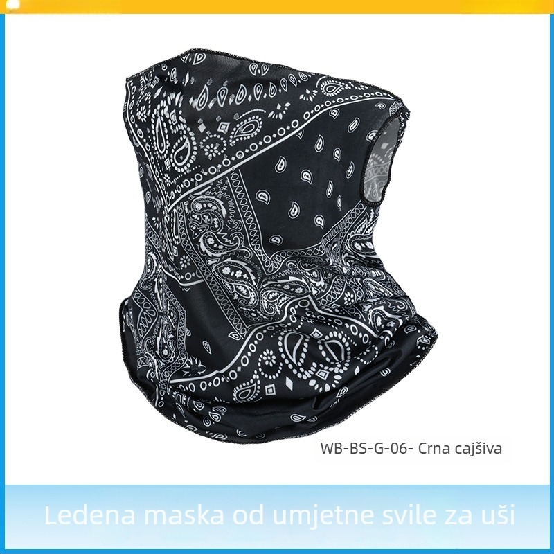 Maska za vožnju biciklom s ušnim petljama, perforirana, prozračna poliester tkanina