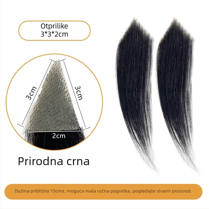 Muška perika s M-oblikom linije kose, bočne strane, ručno tkanа ljudska kosa, može se bojiti