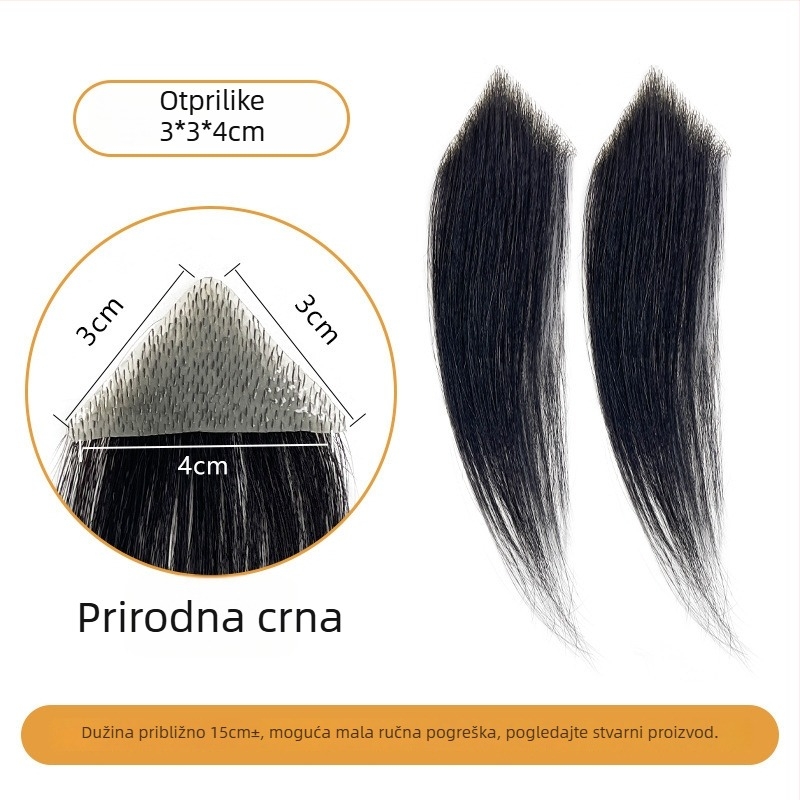 Muška perika s M-oblikom linije kose, bočne strane, ručno tkanа ljudska kosa, može se bojiti