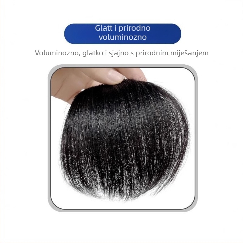 Muška perika s linijom kose - ručno tkan, duga ljudska kosa, pokriva čelnu liniju, može se bojiti