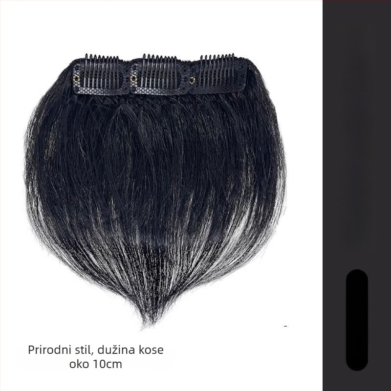 Muška perika s linijom kose - ručno tkan, duga ljudska kosa, pokriva čelnu liniju, može se bojiti