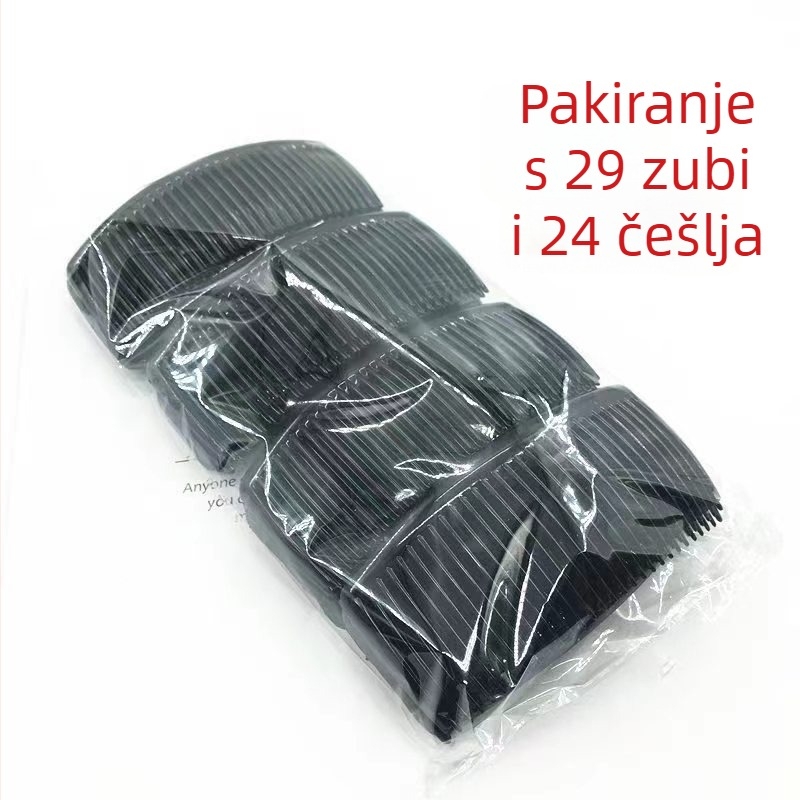 Plastični češalj za kosu od tkanine s cvjetnim uzorkom, umetak za šiške, 24 zuba, protuklizni plastični materijal, ručna izrada, ukras za kosu