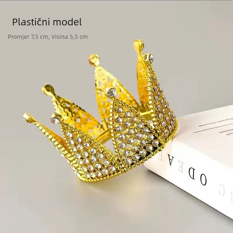 Trokutasta biserna kruna za vjenčanje i tortu – plastična tiara, ručna izrada, kristalni ukrasi