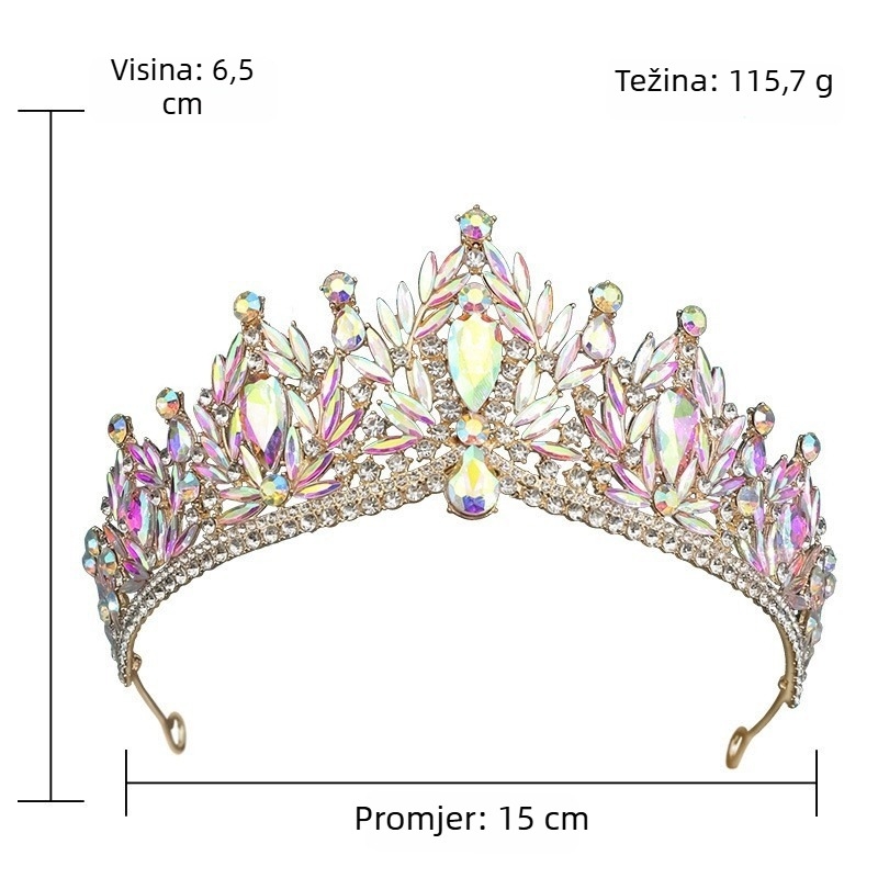 Ženski barokni diadem – od legure, Rhinestone kristali, elektroplating