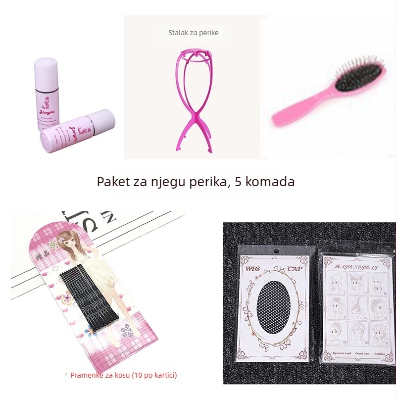 Set za njegu perike od pet dijelova: antistatika, zaglađivanje, 100 ml tekućine za njegu – Silk Rain