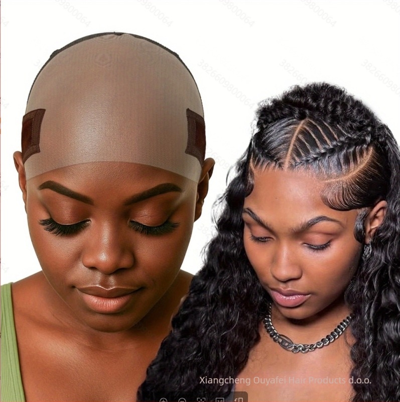 Mrežasta kapa za periku s veluru-čipkom, kupola u obliku U, funkcija omotavanja kose, 20 g