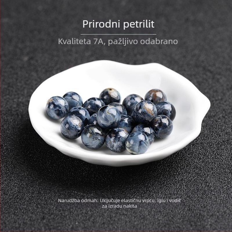 Slobodne perle od Peter Stone kristala, okruglog oblika, polirane, plemeniti uzorak