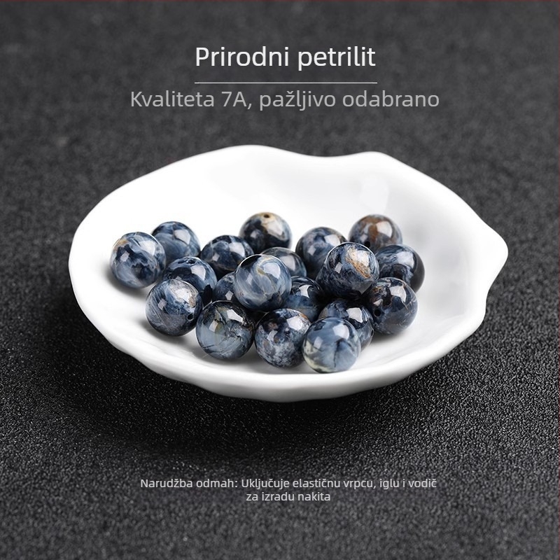 Slobodne perle od Peter Stone kristala, okruglog oblika, polirane, plemeniti uzorak