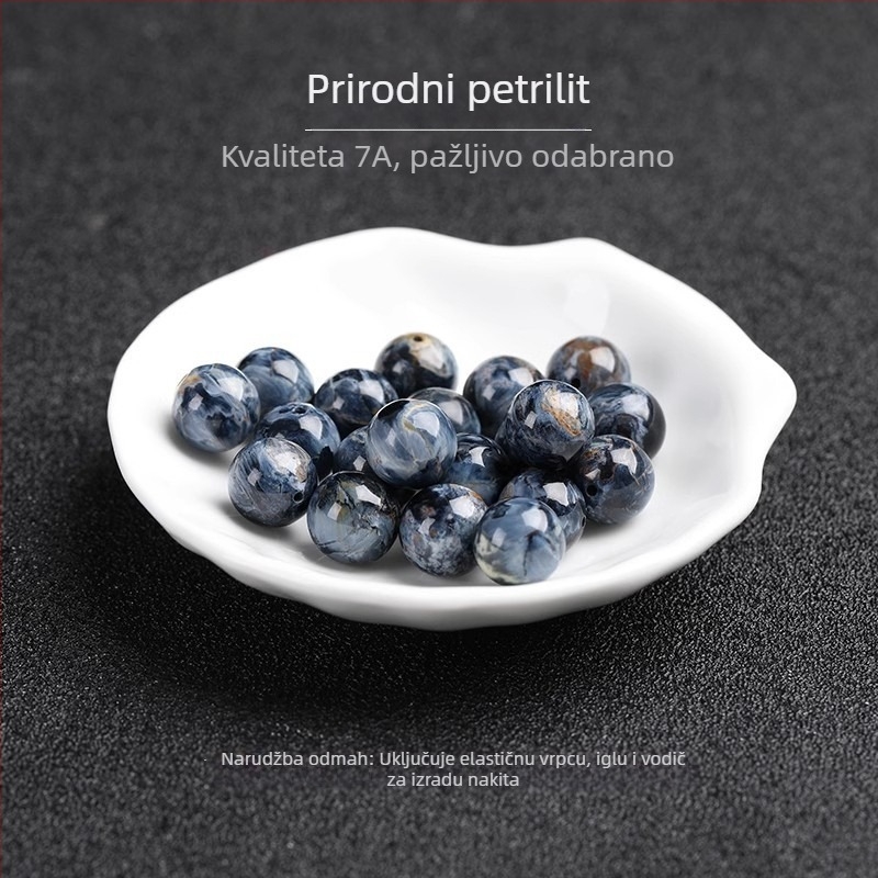 Slobodne perle od Peter Stone kristala, okruglog oblika, polirane, plemeniti uzorak